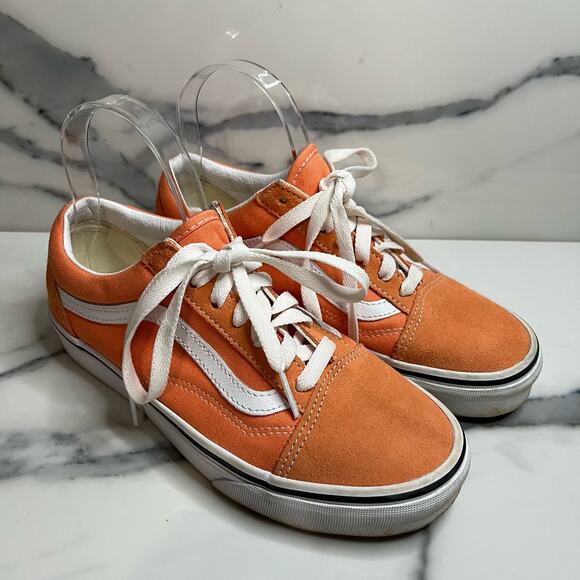 Vans Orange Low Top Suede Leather Skateboard Sneakers Men Sz 5.5 Women Sz 7 - Picture 1 of 8